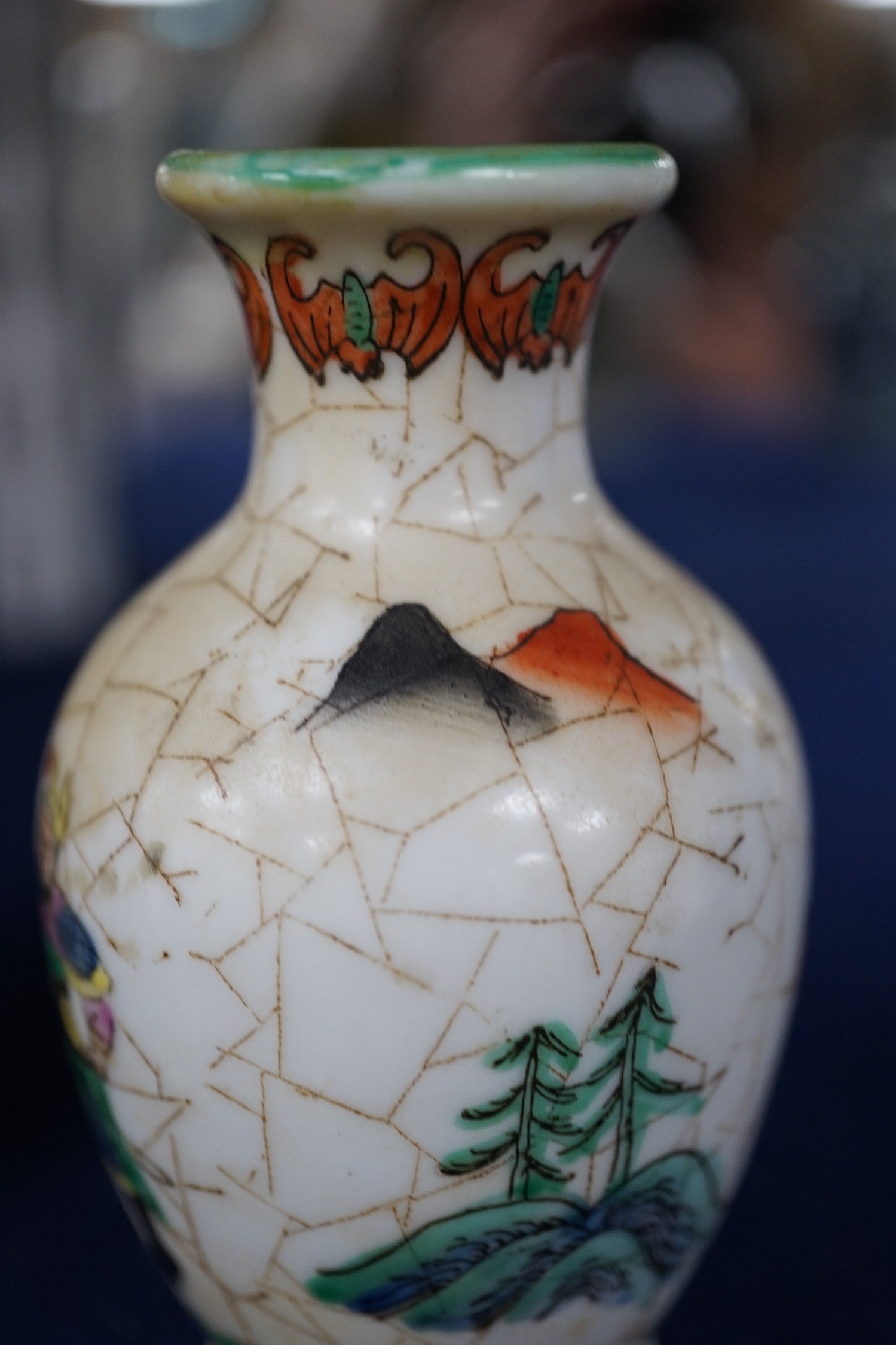 Two 19th century Chinese porcelain small vases and a small famille rose vase, tallest 11cm high